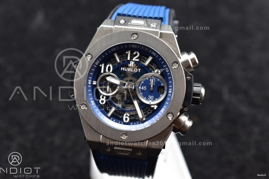 Edition Blue Strap Skeleton Titanium 1:1 Big on Unico Best A1280 Hublot Rubber Dial ZF Blue Bang 0514